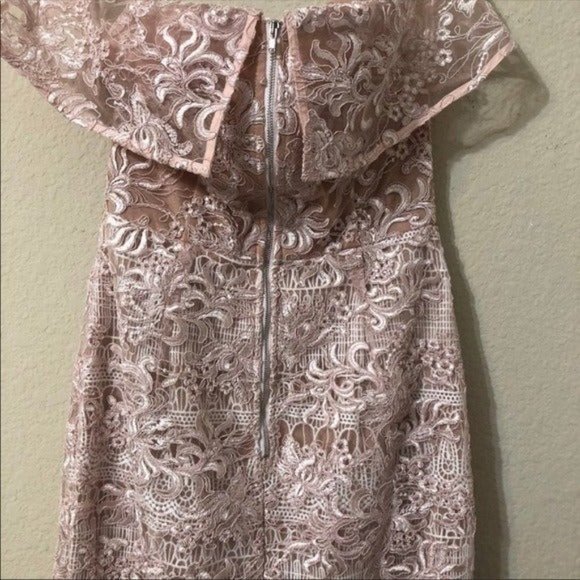 Elliatt Dress Blush Pink Floral Lace Mid - Picture 9 of 12